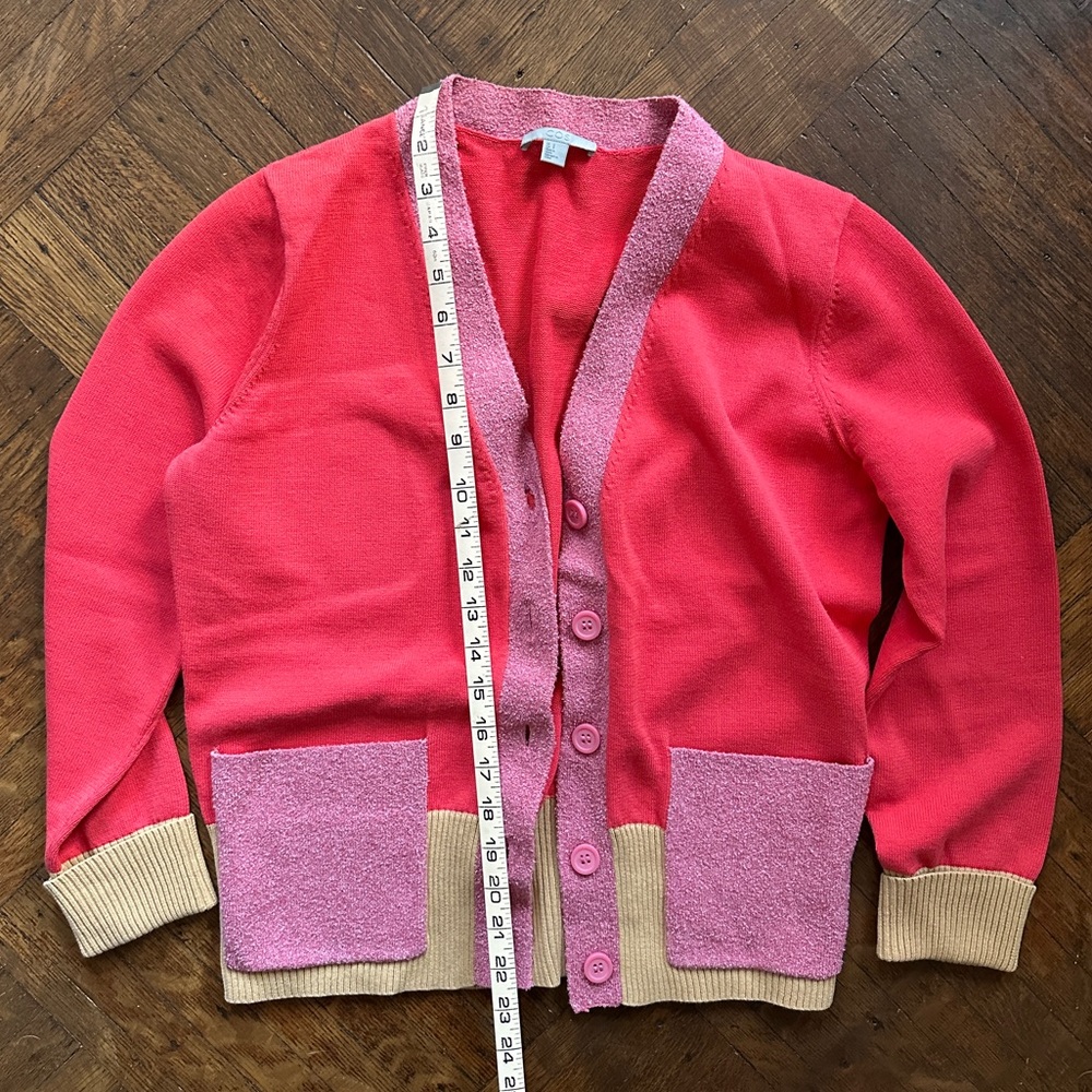 Cos pink colorblock cotton cardigan small